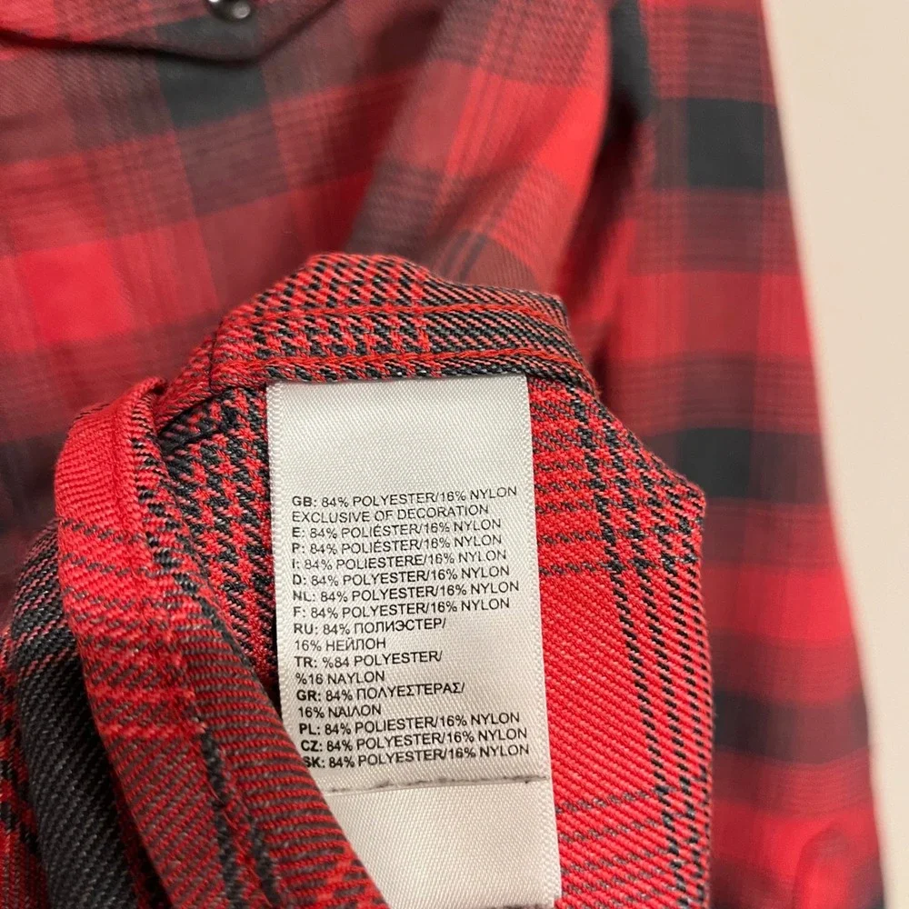 The North Face Shirt Long Sleeve Button Up ThermoCore Flannel Red Gray Plaid LRG